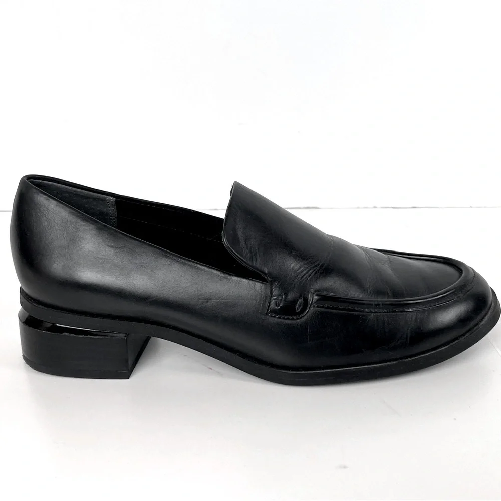 Franco Sarto Shoe Womens 9.5 Black Newbocca Loafer Leather Slip-On 1.5